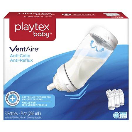 Bộ 3 bình sữa Playtex VentAire cổ cong chống sặc 266ml không chứa BPA - Xách tay Mỹ