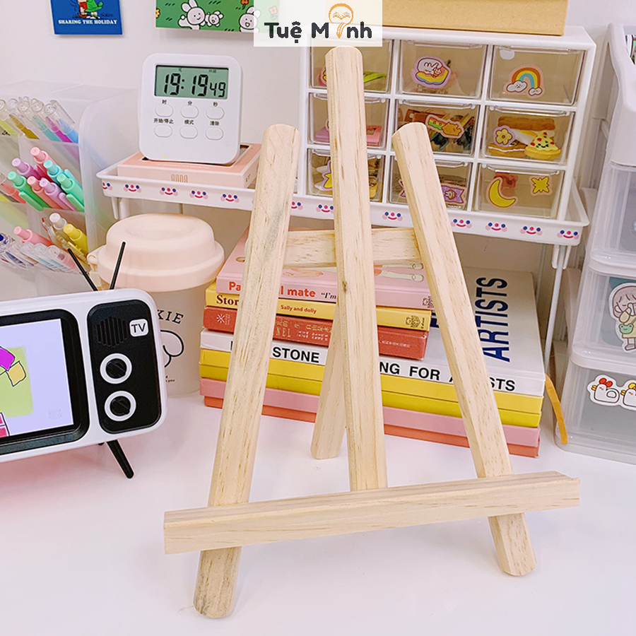 Giá đỡ gỗ để bàn gấp gọn cao 27cm K16, kệ đọc sách ipad decor bàn học -vpp Tue Minh