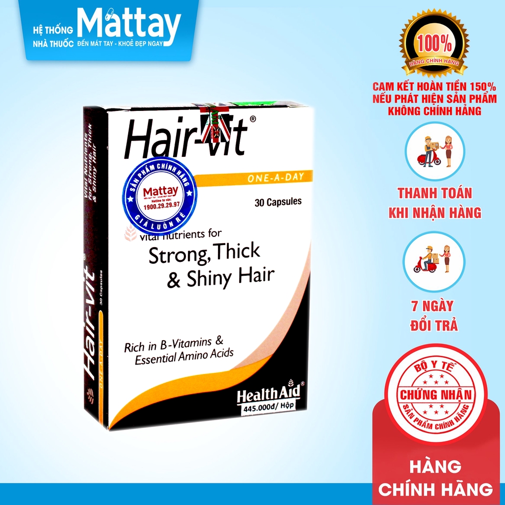 Hair Vit - HealthAid - Hộp 30 Viên - Giúp Ngăn Ngừa Rụng Tóc, Kích Thích Mọc Tóc