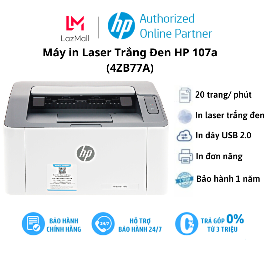 Máy in laser trắng đen hp 107a
