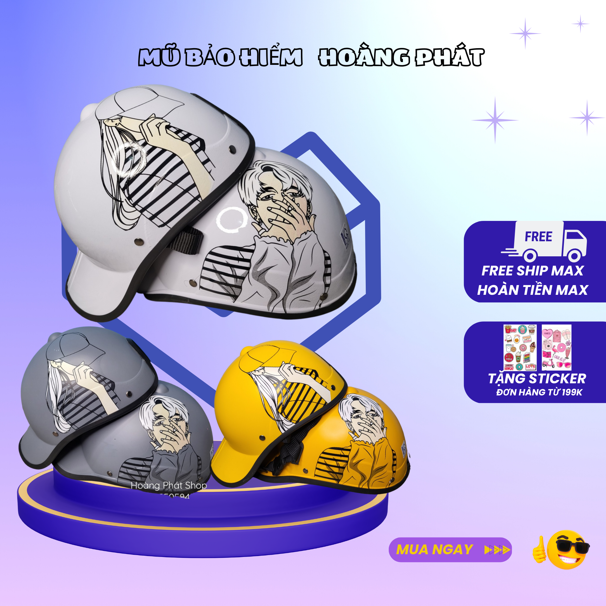 Combo 2 Mũ Bảo Hiểm Nam Và Nữ Lưỡi Trai Che Nắng Tốt {CÓ SỈ }