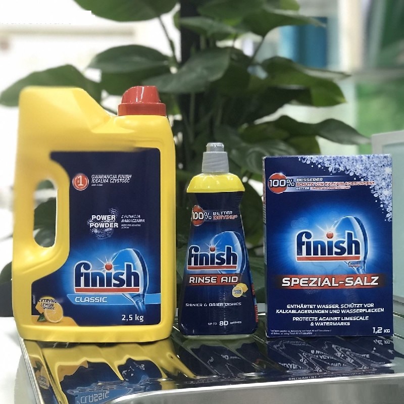 Combo Bột rửa bát finish 2.5kg+Muối rửa chén finish 1.2kg+nước bóng 400ml