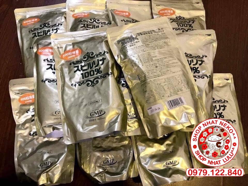 Túi viên Tảo Xoắn Spirulina Nhật Bản Tem Đỏ 2400 viên