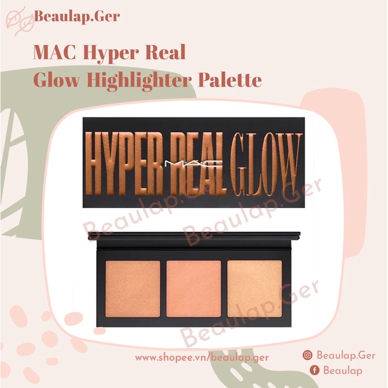 Phấn bắt sáng mac hyper real glow highlighter palette - shimmy peach- đủ bill