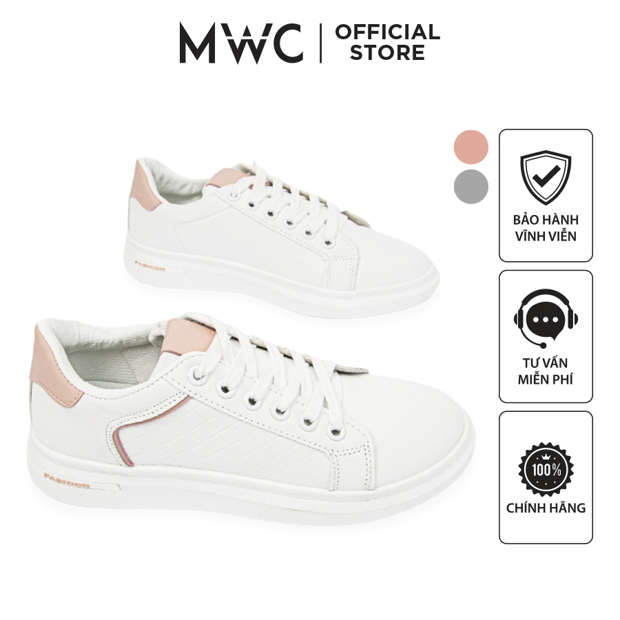 Giày mwc 0578 - giày thể thao nữ đế bằng, sneaker da đế 2cm phối màu siêu hot