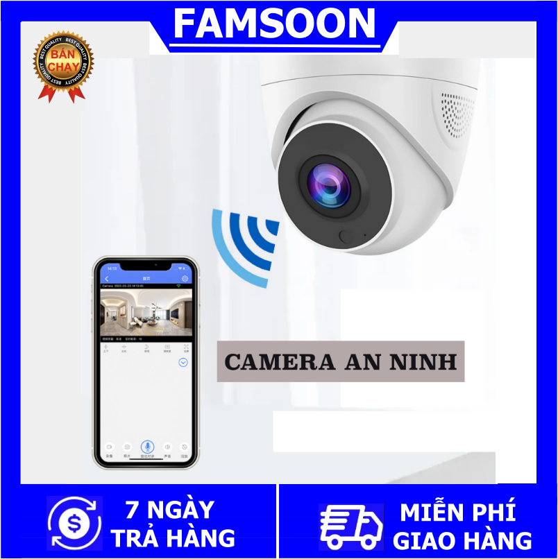 Camera A5 Full HD, hồng ngoại, kết nối wifi, xoay 360 độ FAMSOON