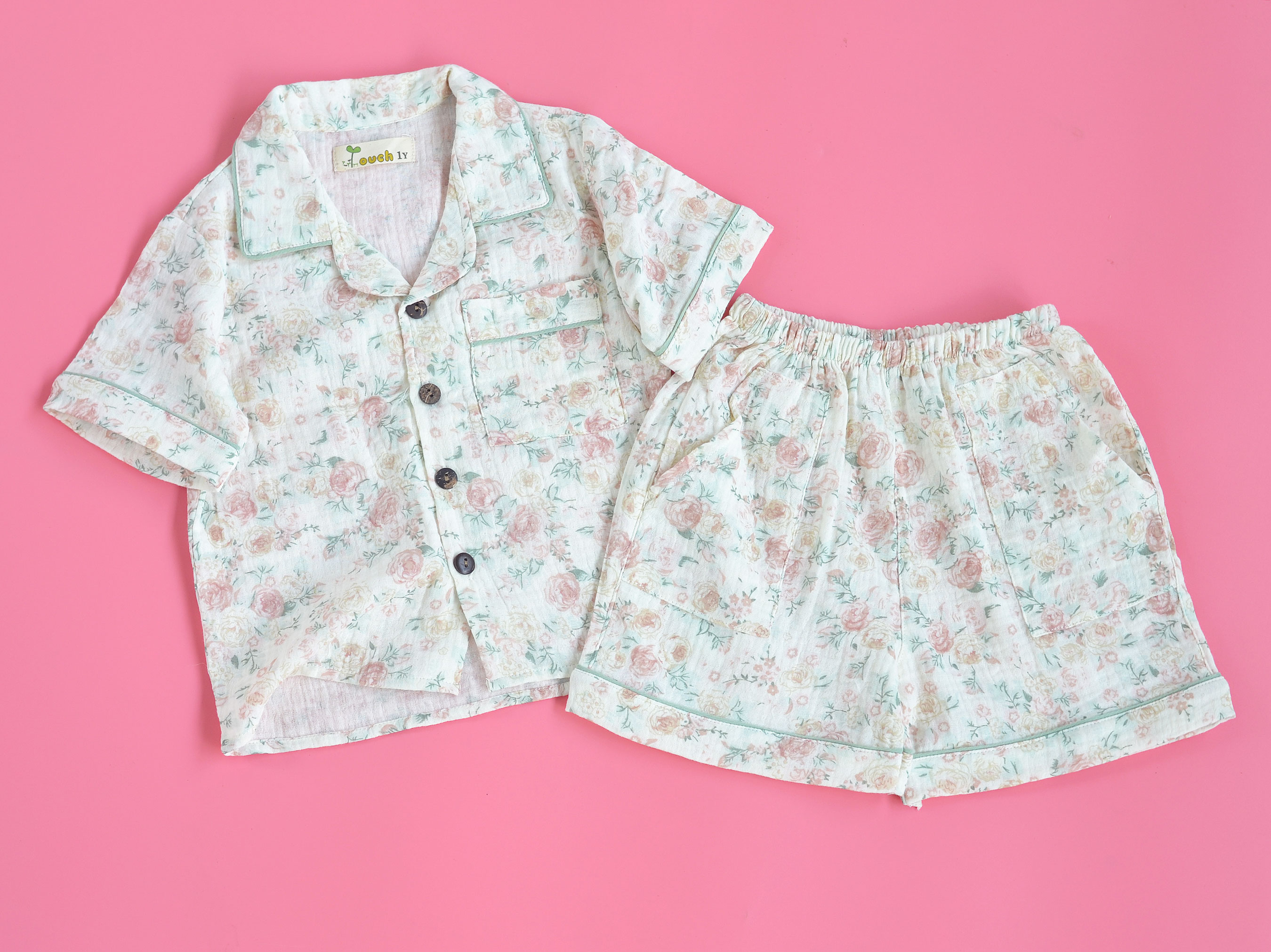 SALE Pyjama đôi mẹ bé hoa nhí vintage vải xô muslin Touch