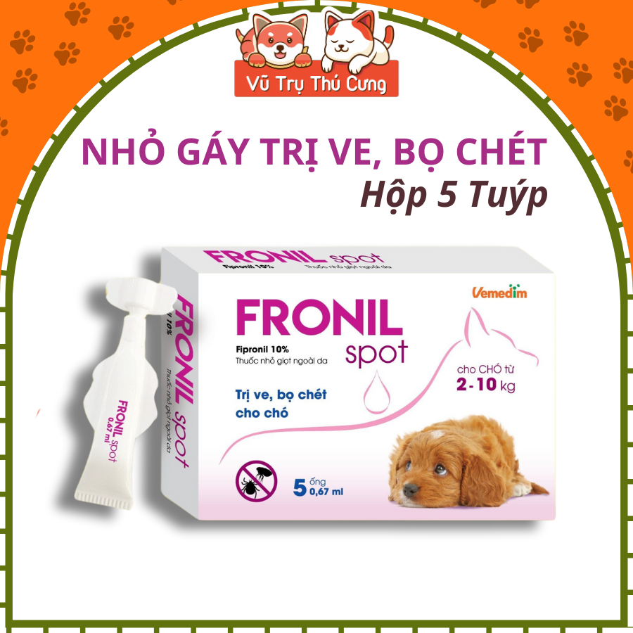 Nhỏ Gáy Trị Ve Rận, Bọ Chét Cho Chó Fronil Hộp 5 Tuýp