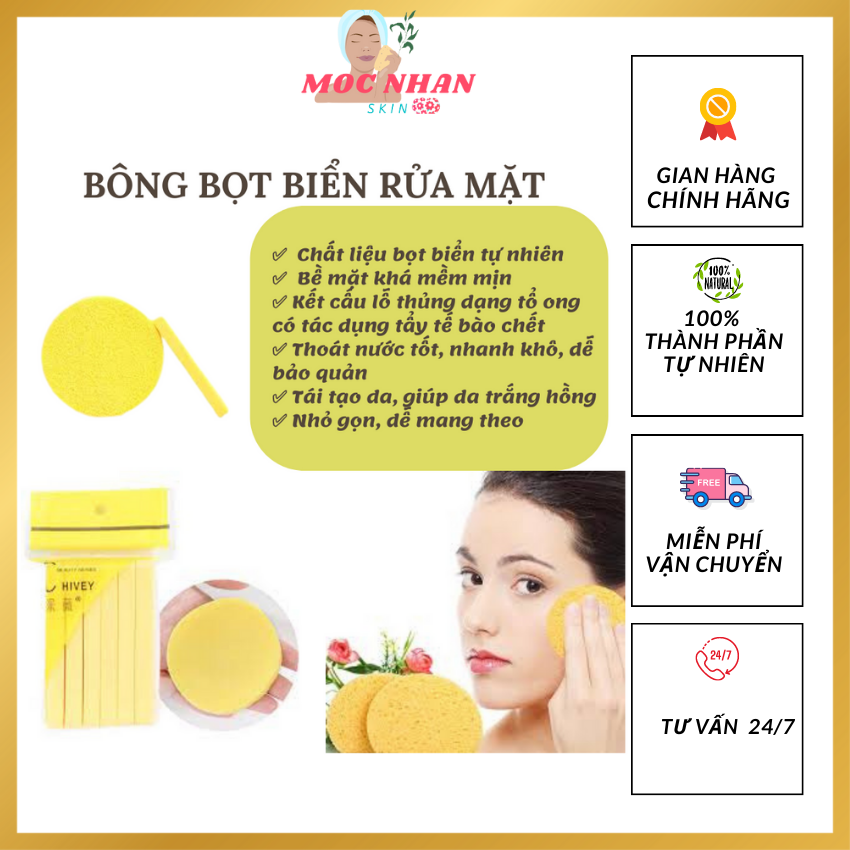 Bông bọt biển rửa mặt 12 thanh Chivay, bông nở rửa mặt , bông rửa mặt , bọt biển rửa sạch mụn, bụi,bã nhờn ,Moc Nhan Skin