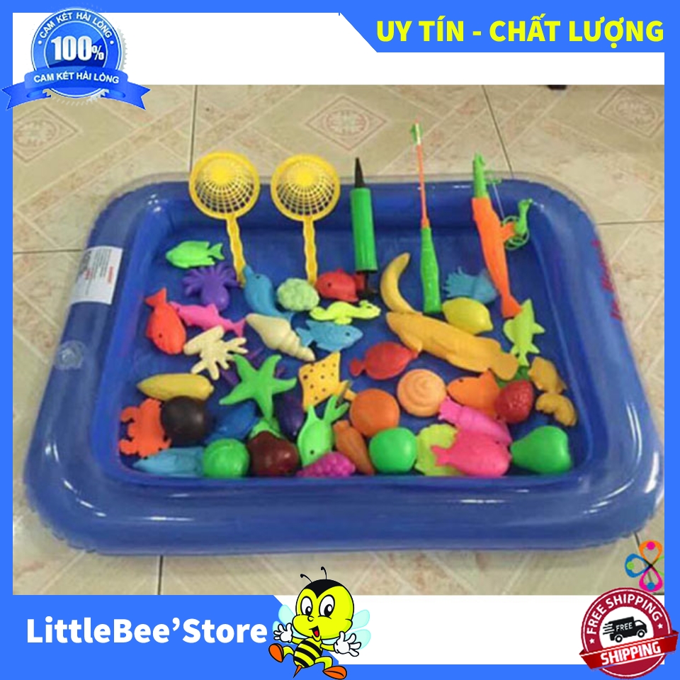 BỘ ĐỒ CHƠI CÂU CÁ PHAO 02 CẦN CHO BÉ - Bể phao câu cá cho bé loại 2 cần câu , Bộ Đồ Chơi Câu Cá Kèm Bể Phao Cho Bé