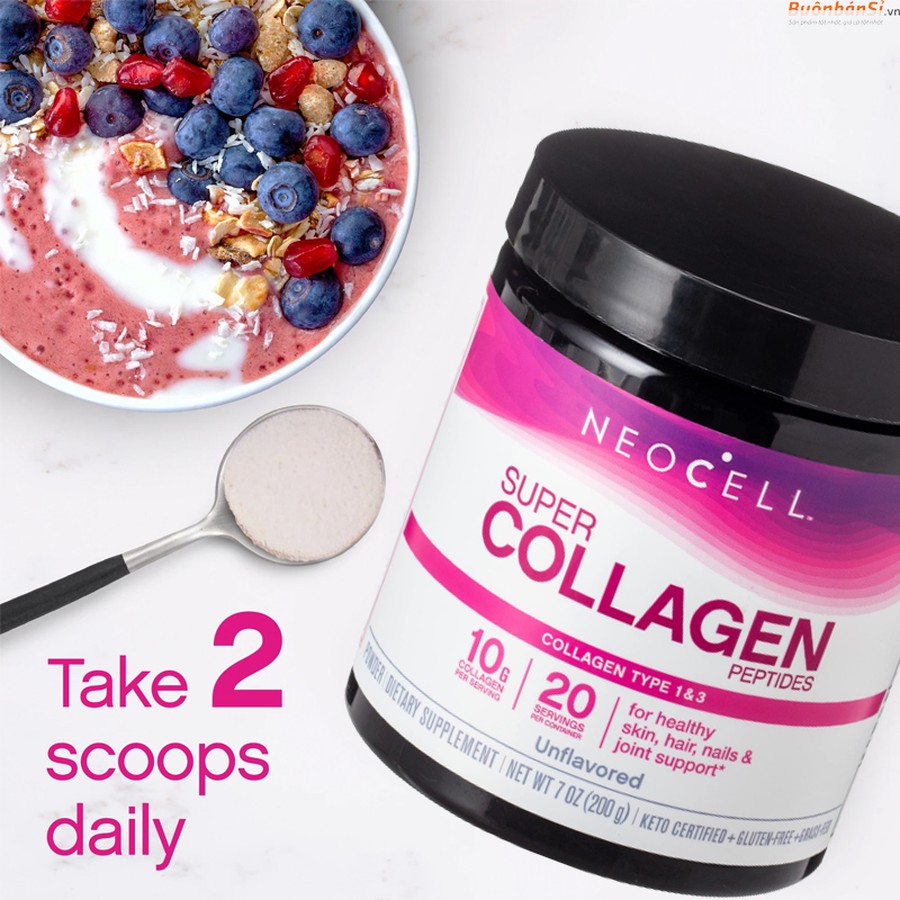 Bột collagen neocell Type 1 & 3 hộp 200g date 3/2024 thay vì uống collagen nước mắc tiền thì hãy mua bột để pha với nước ép trái cây