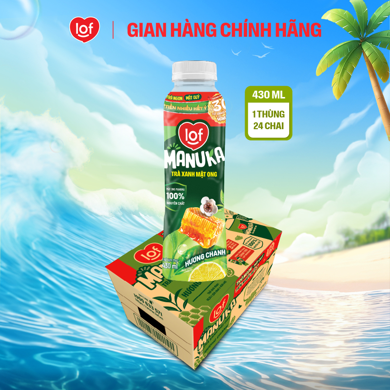 Trà xanh mật ong LOF Manuka hương chanh thùng 24 chai x 430ml