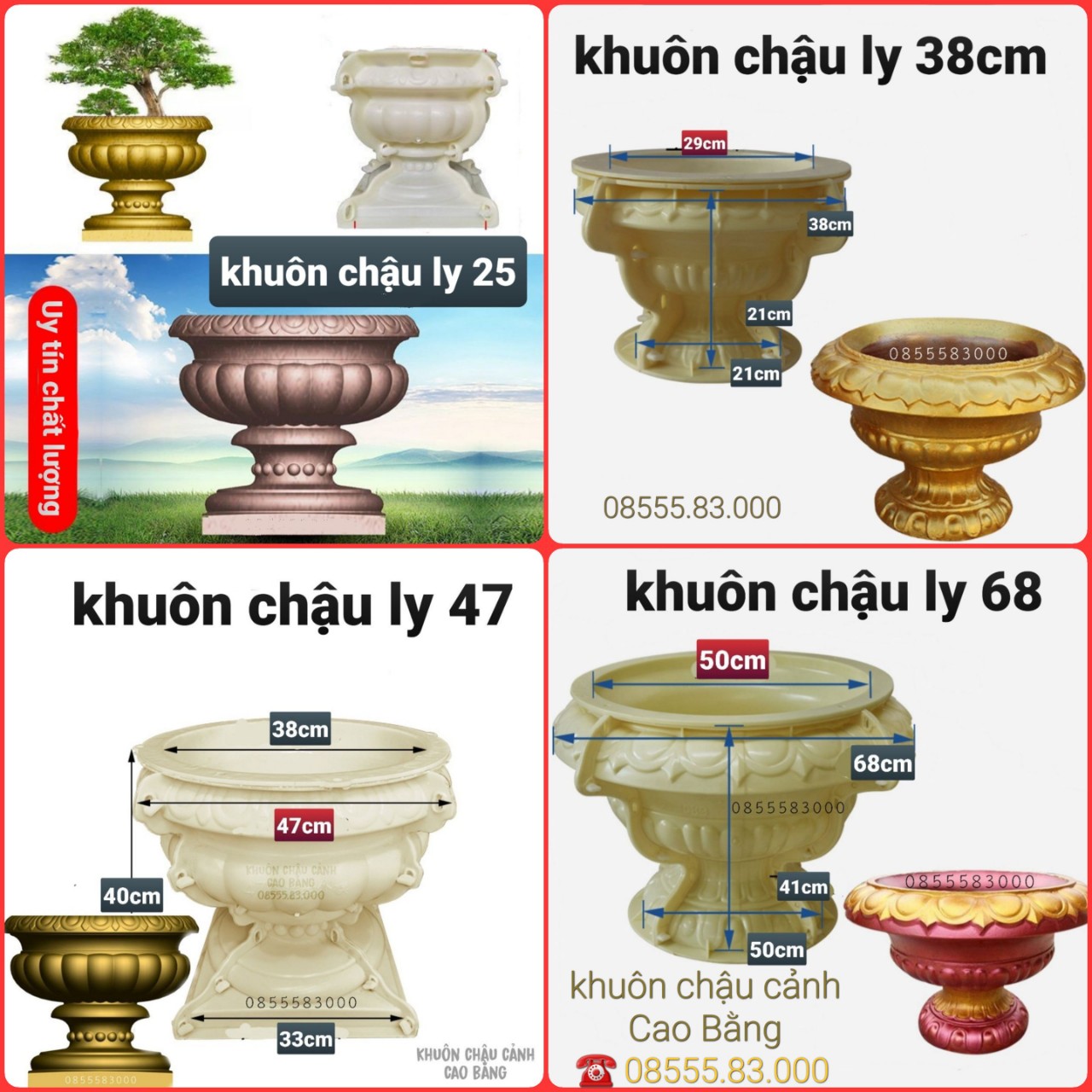 Khuôn đúc chậu ly -khuôn chậu ABS có lòng trong dễ dàng sử dụng- không cần kỹ thuật