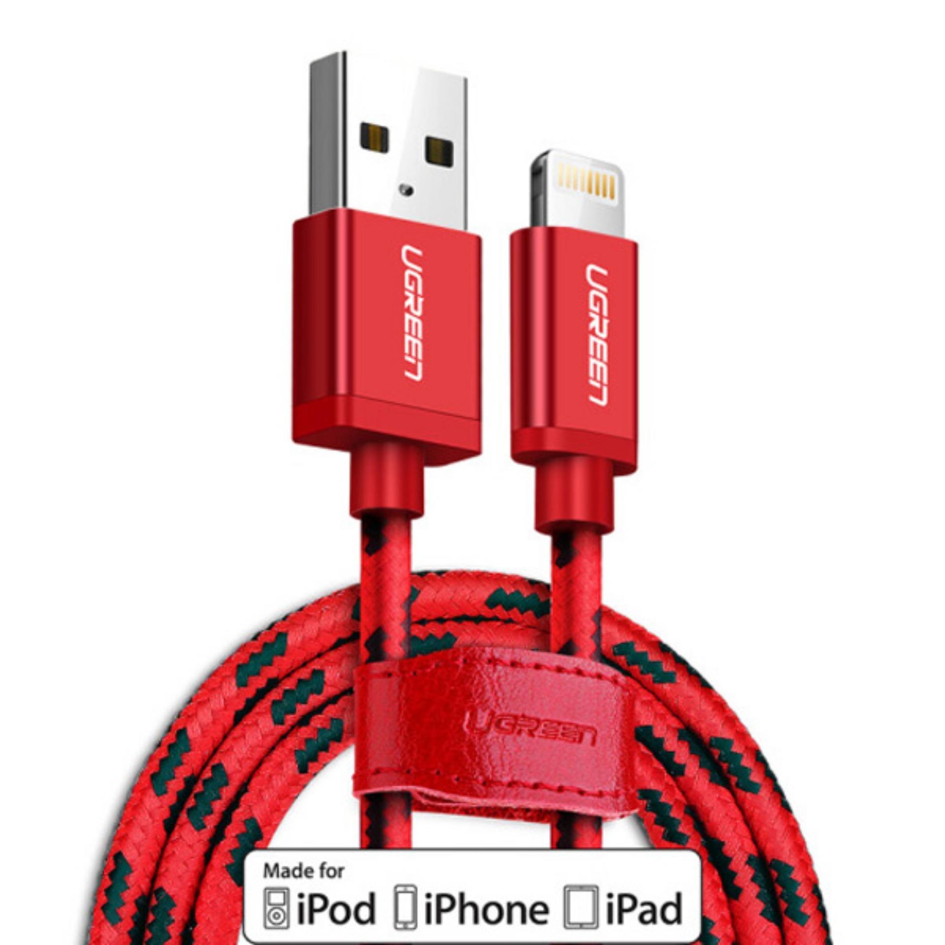 Cáp sạc usb vỏ bọc lưới chuẩn mfi apple lightning 0.5m ugreen 40478
