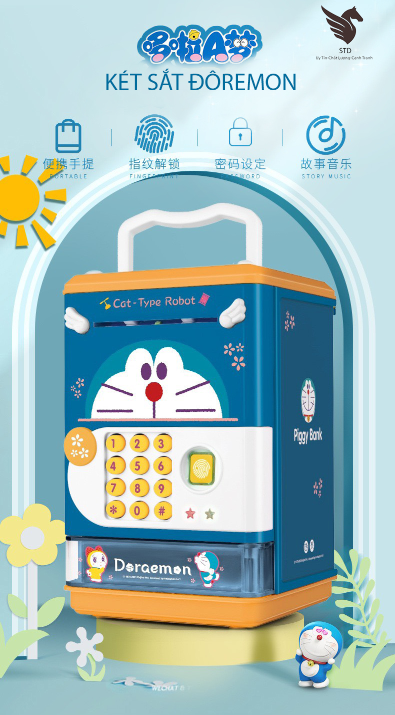 Két sắt mini cho bé mật mã vân tay / két ATM thông minh sử dụng pin / KÉT ATM tiết kiệm tiền cho bé