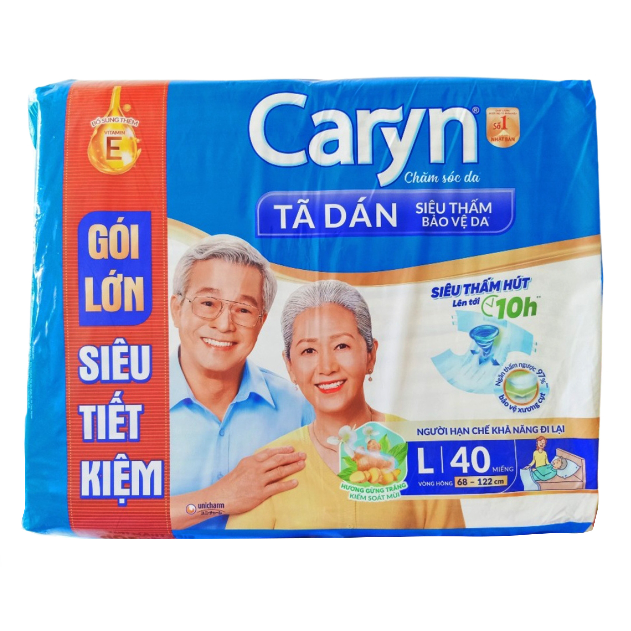 Tã Dán Siêu Thấm Caryn Size M40/L40