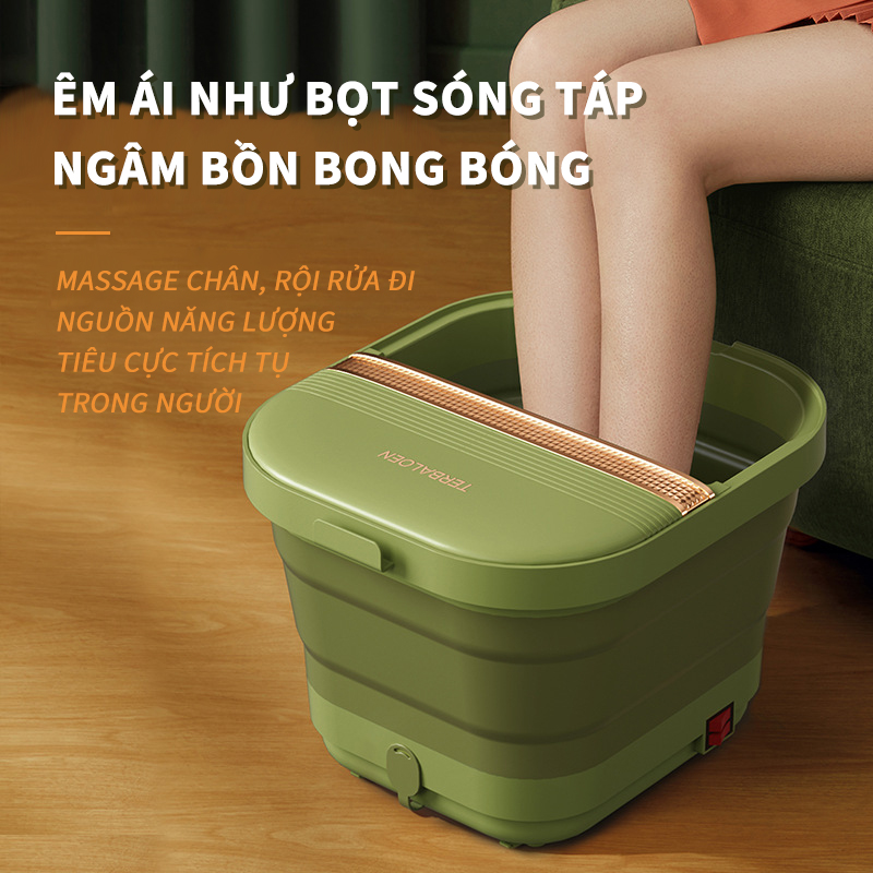 Bồn ngâm chân có thể gấp lại, chiều cao bồn ngâm trên bắp chân, bồn ngâm massage chân làm nóng giữ nhiệt tại nhà Bồn Ngâm Chân Có