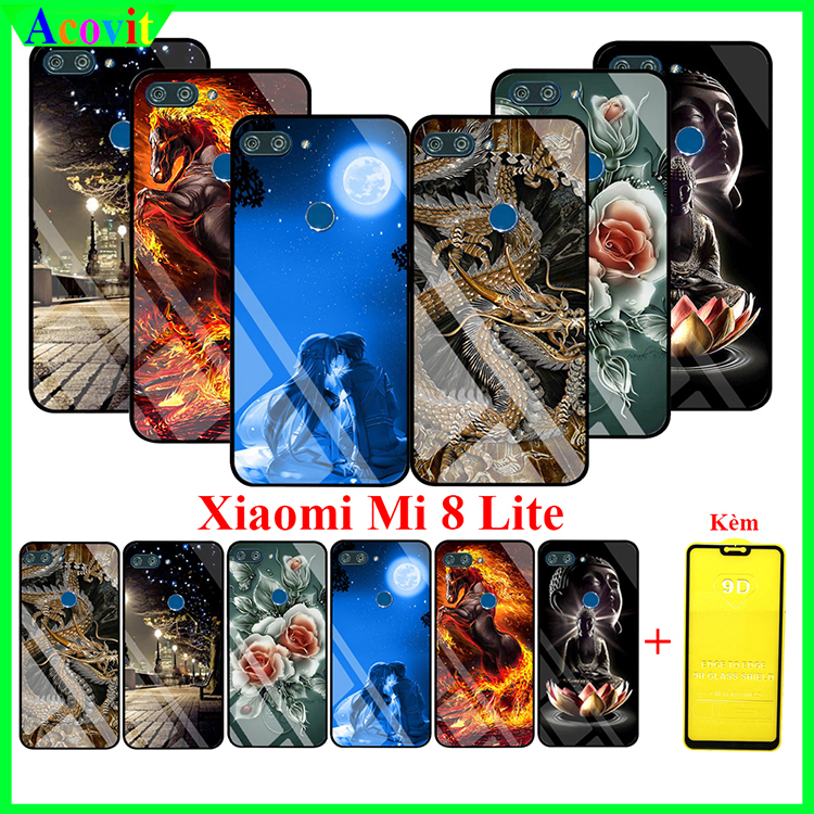 "Combo Ốp lưng Xiaomi Mi 8 Lite mặt kính 3D"_Kiểu dáng sang trọng, mặt kính siêu nét chống bẩn, chống bụi_ Hình ảnh sắc nét, Không mờ