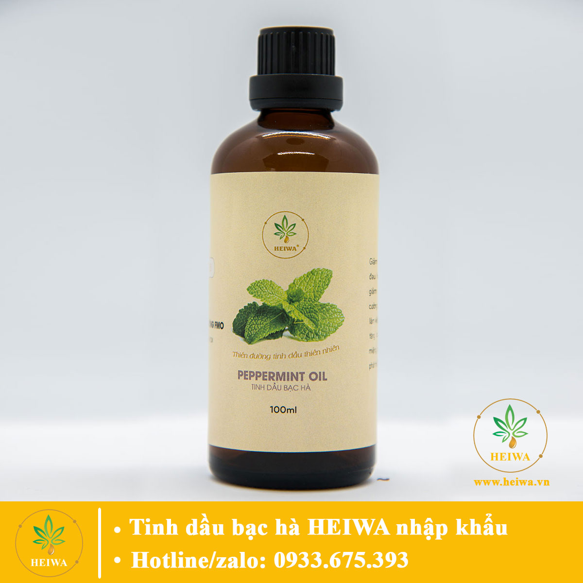 [GIẢM GIÁ]Tinh dầu Bạc hà 100ML nguyên chất thương hiệu HEIWA nhập khẩu Ấn Độ