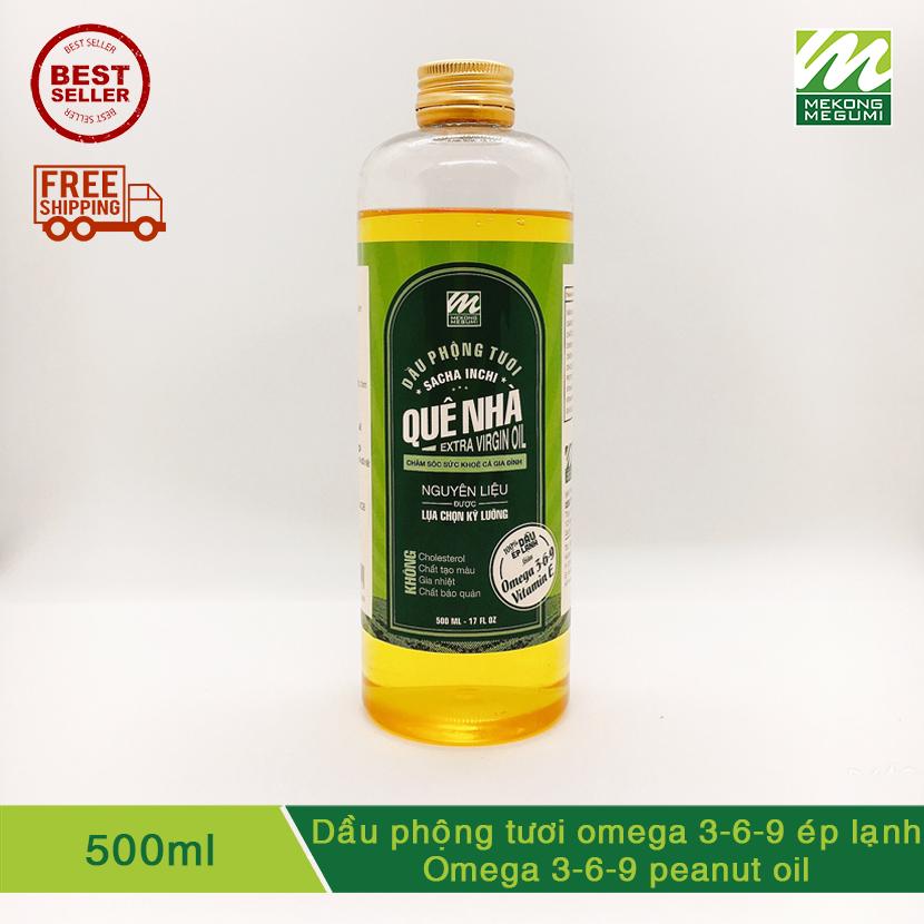 Dầu phộng tươi ép lạnh mix dầu Sachi MEKONG MEGUMI-500ml. cung cấp Omega 3 thực vật cho người ăn chay, ăn kiêng