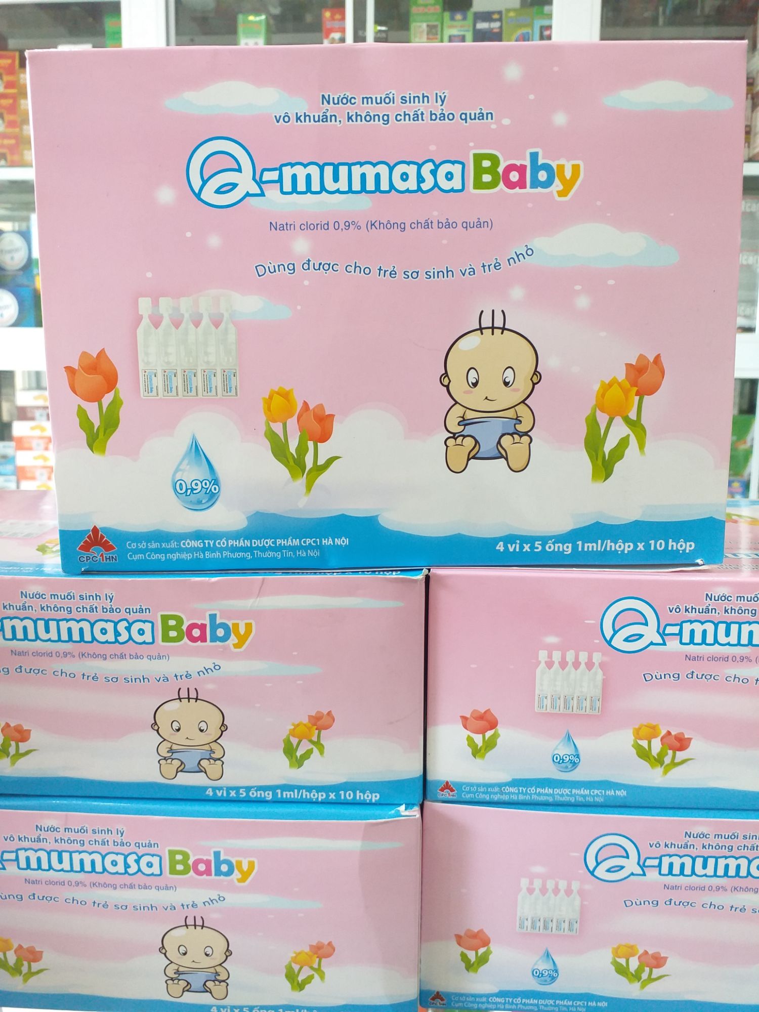 nước muối sinh lý vô khuẩn nhỏ mắt nhỏ mũi cho bé Q-mumasa hộp 20 tép