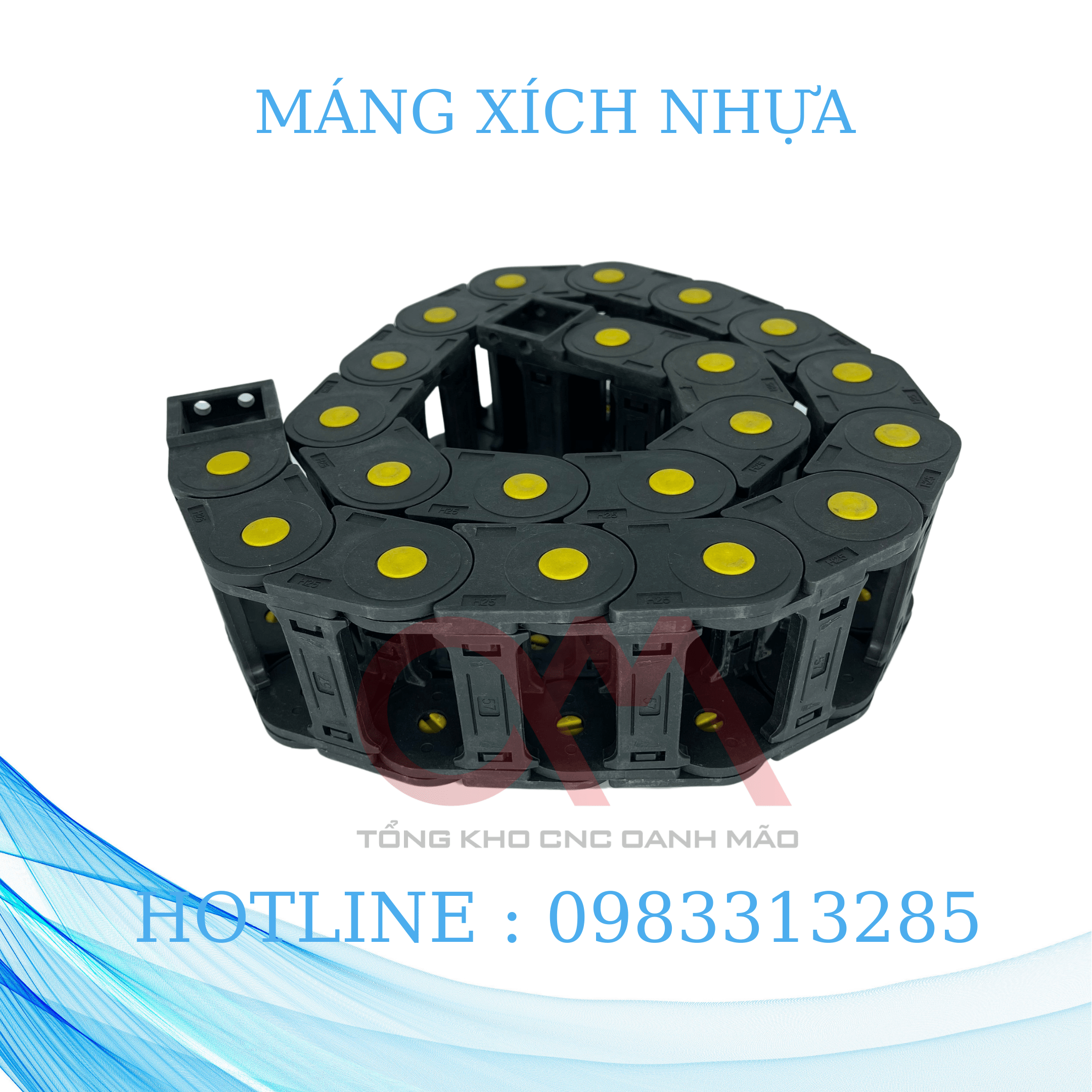 Máng xích nhựa luồn dây điện 25x57, 35x75, 35x100 hay được dùng cho máy cnc.