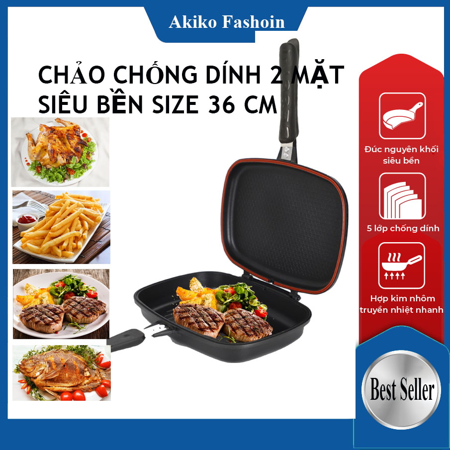 Chảo chống dính đa năng 2 mặt Dessini - xuất xứ ITALY 36CM đa năng tiện dụng chống dính,chiên,rán thức ăn(tặng dây silicon)