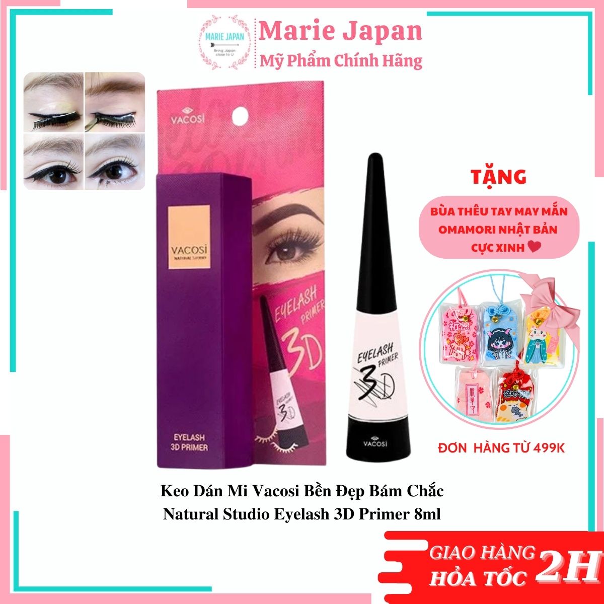 Keo Dán Mi Vacosi Bền Đẹp Bám Chắc Natural Studio Eyelash 3D Primer 8ml