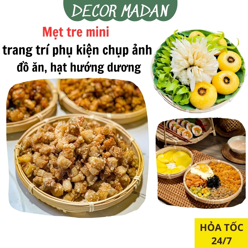 Mẹt tre tròn mini size14-16-18cm mẹt đựng đồ ăn nhật bản,hạt hướng dương, đồ ăn vặt quán cafe - madan