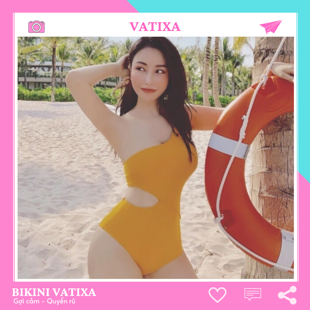 Bikini đồ bơi đi biển liền mảnh lệch vai khoét eo vatixa bkn38