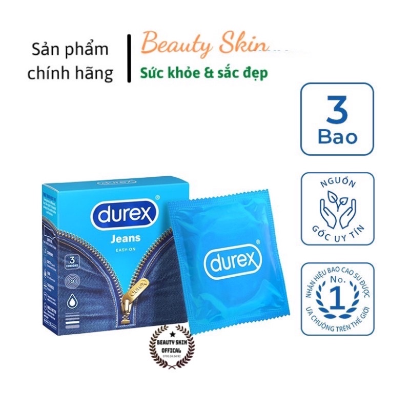 Bao cao su durex bcs jeans hộp 3 bao