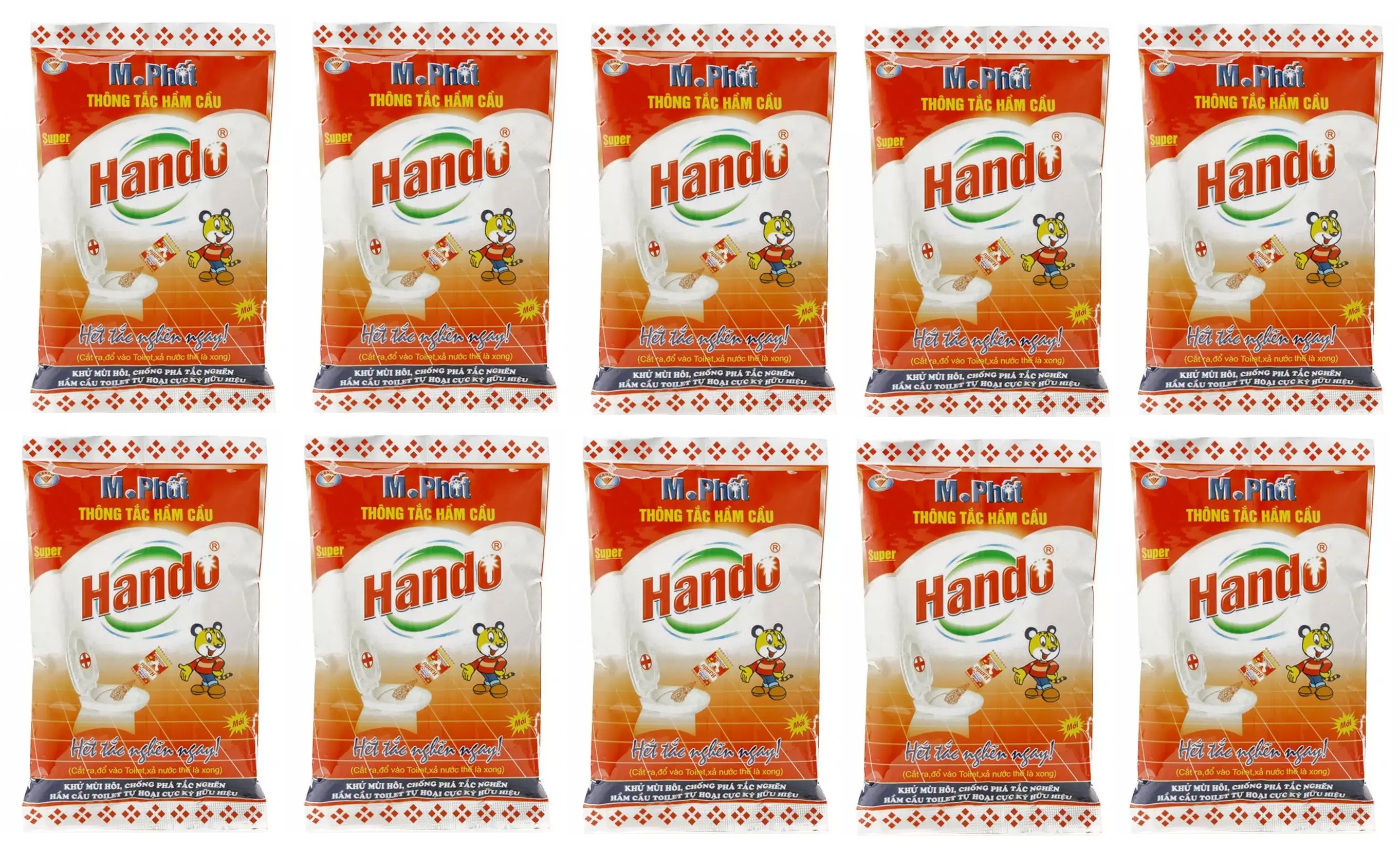 Combo 10 gói bột thông tắc bồn cầu Toilet Hando 215Gr