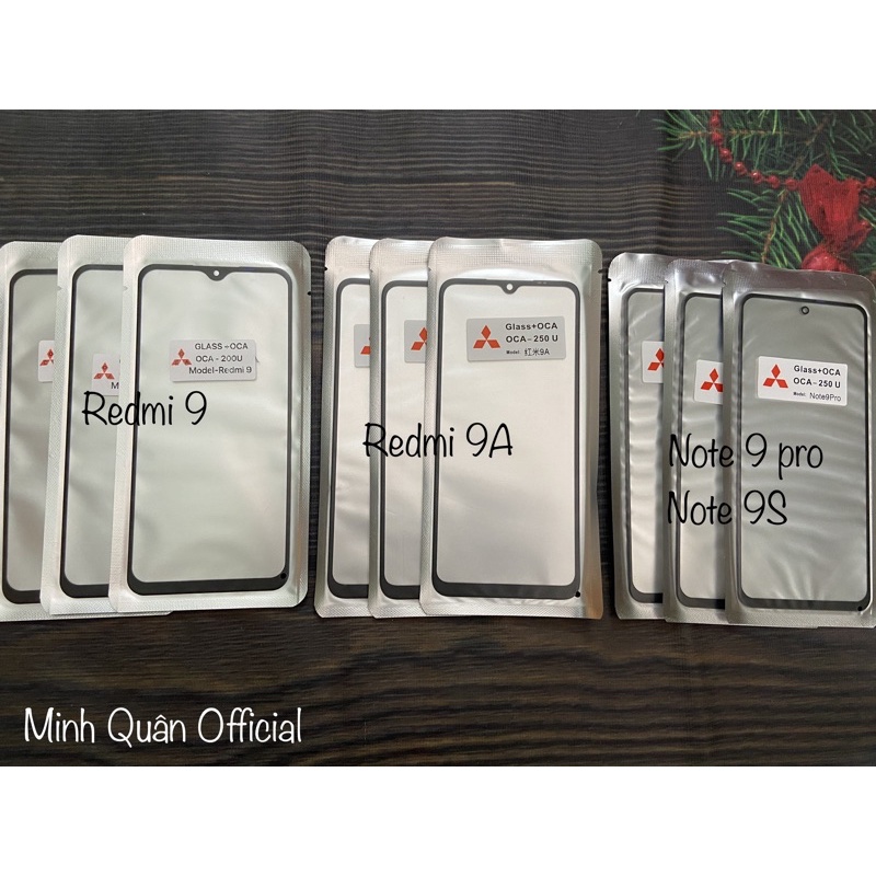 Kính ép Xiaomi Redmi 9,redmi 9A,Note 9 pro/Note 9S liền keo xịn