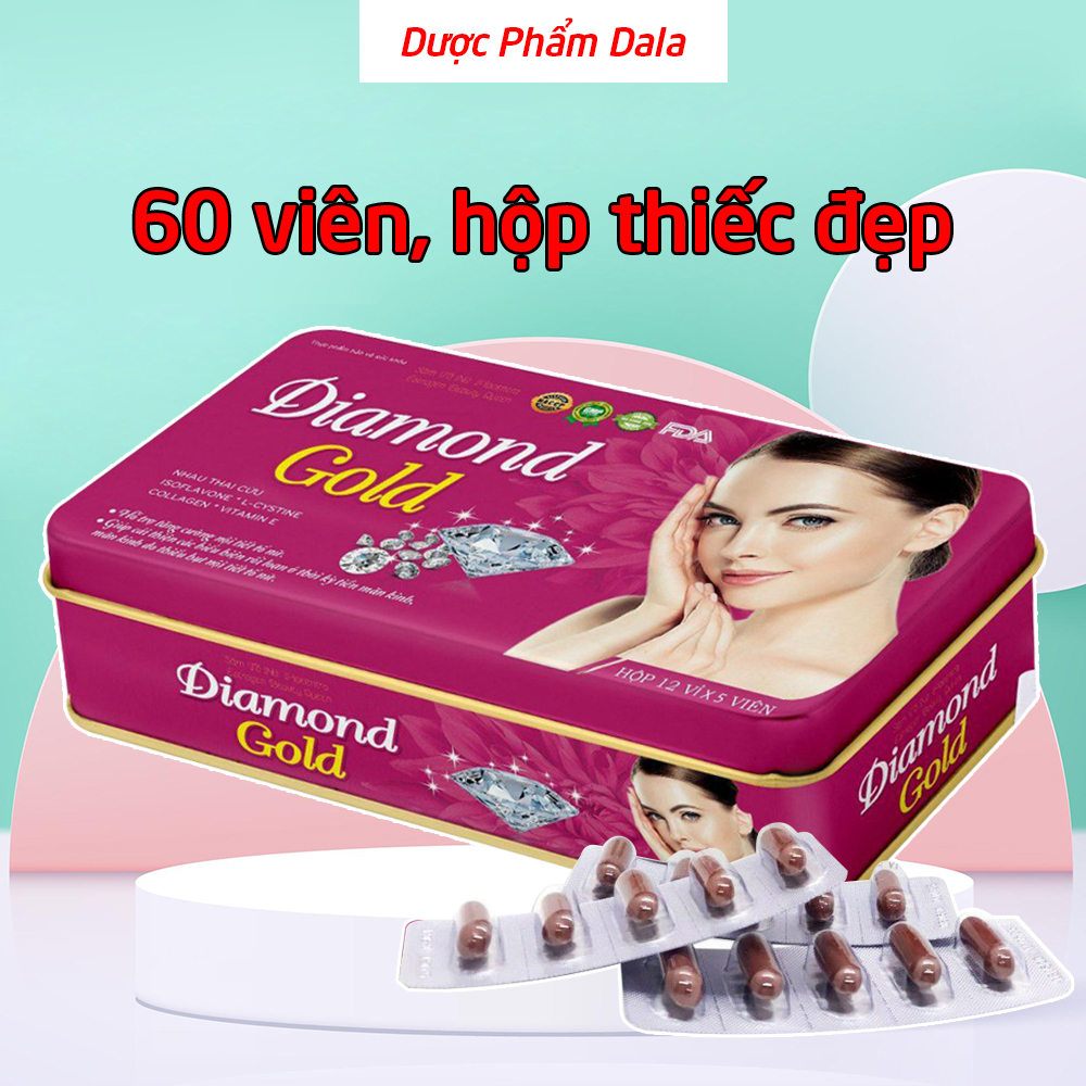 Viên uống tăng nội tiết tố nữ Diamond Gold từ mầm đậu nành, sâm tố nữ, l-cystine, collagen giảm khô hạn bốc hỏa - 60 viên