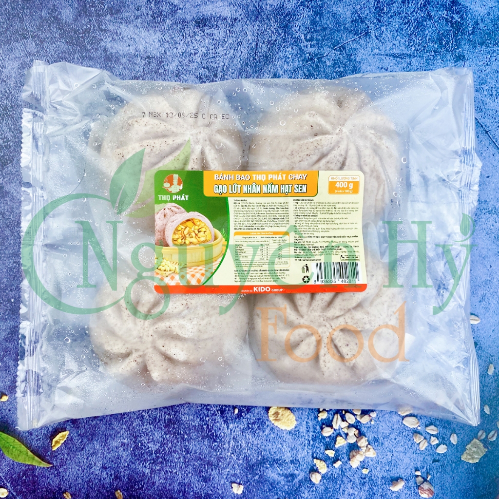 Bánh Bao Thọ Phát\Chay Gạo Lứt Nhân Nấm Hạt Sen 400g (4 Cái/Gói)