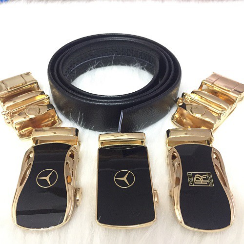 Thắt Lưng Nam Cao Cấp Hàng Hiệu Mercedes-Benz Khóa Tự Động Mạ Vàng Dây Nịt Nam Da Bò Chất Nam Tính CK-1K