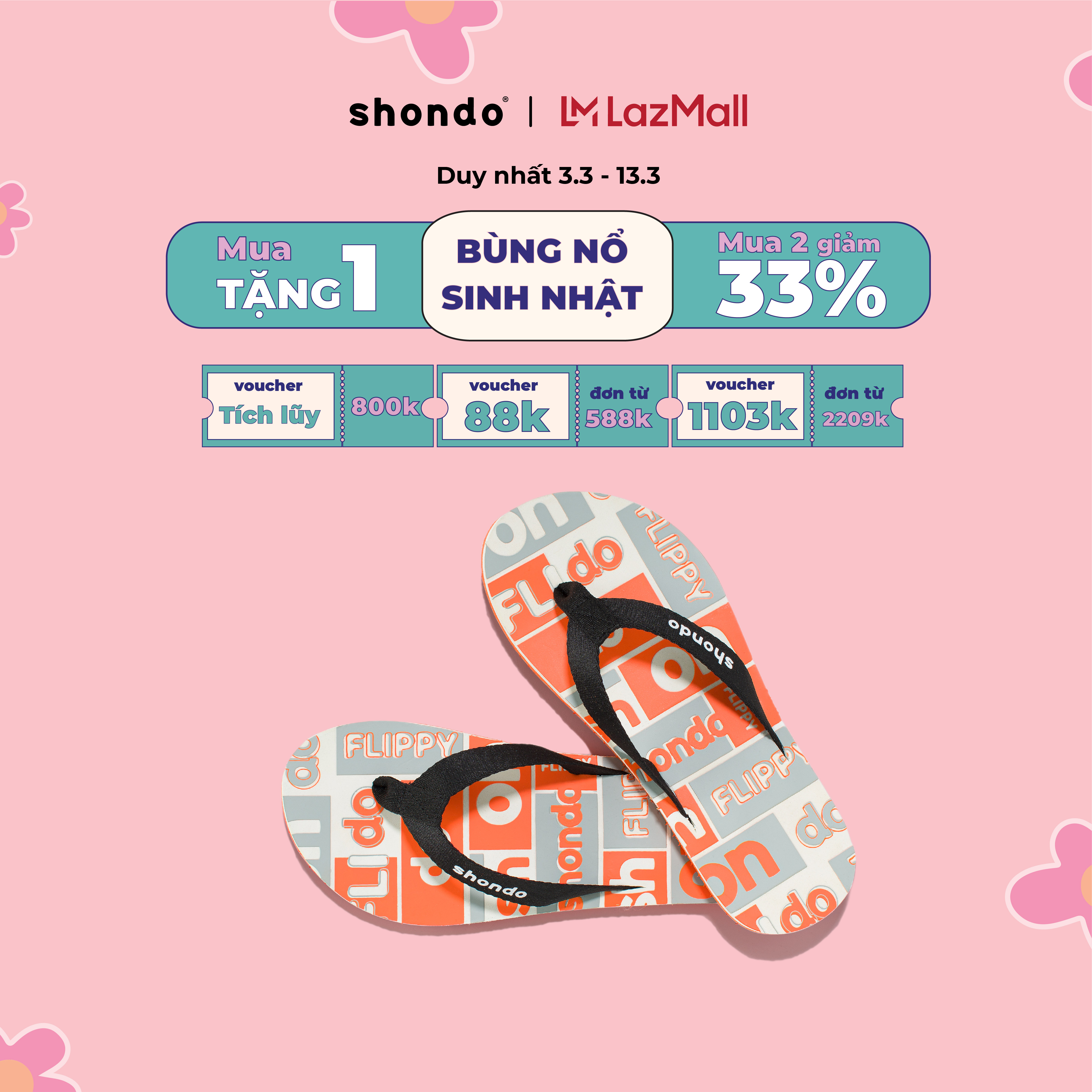 MUA 2 GIẢM 20% LAZADA30KTHANG3 giảm 30k 249k Dép Flippy In Nhiều Chữ