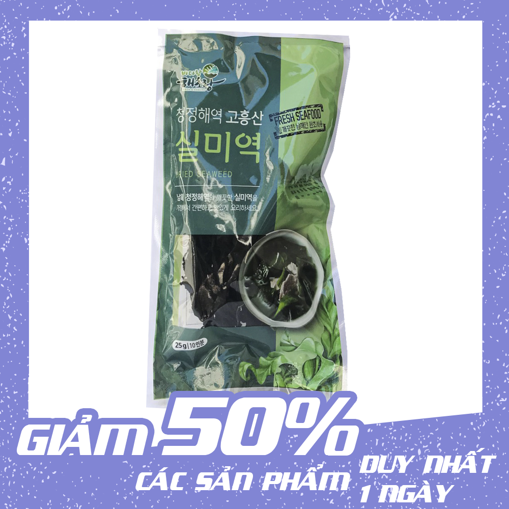 Rong biển khô nấu canh hàn quốc K-Food 25g, rong biển ăn liền, lá rong biển khô, tảo biển sấy khô, rong biển sợi, thực phẩm ăn chay giản, đồ ăn vặt Hàn Quốc