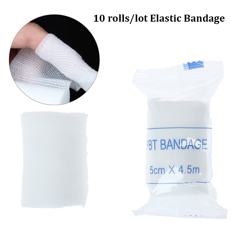 10 rolls lot 5cmx4.5m PBT Elastic Bandage First Aid Kit Gauze roll Dressing