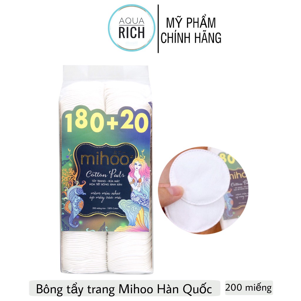 Bông tẩy trang mihoo hàn quốc 200 miếng