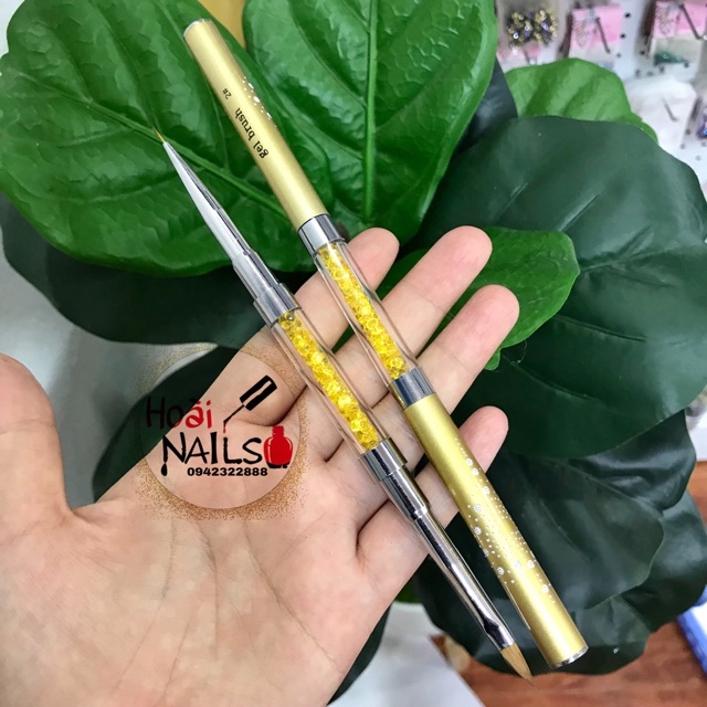 Cọ cán đá 2 đầu, cọ nét+ cọ đắp hoa bột phụ kiện nail