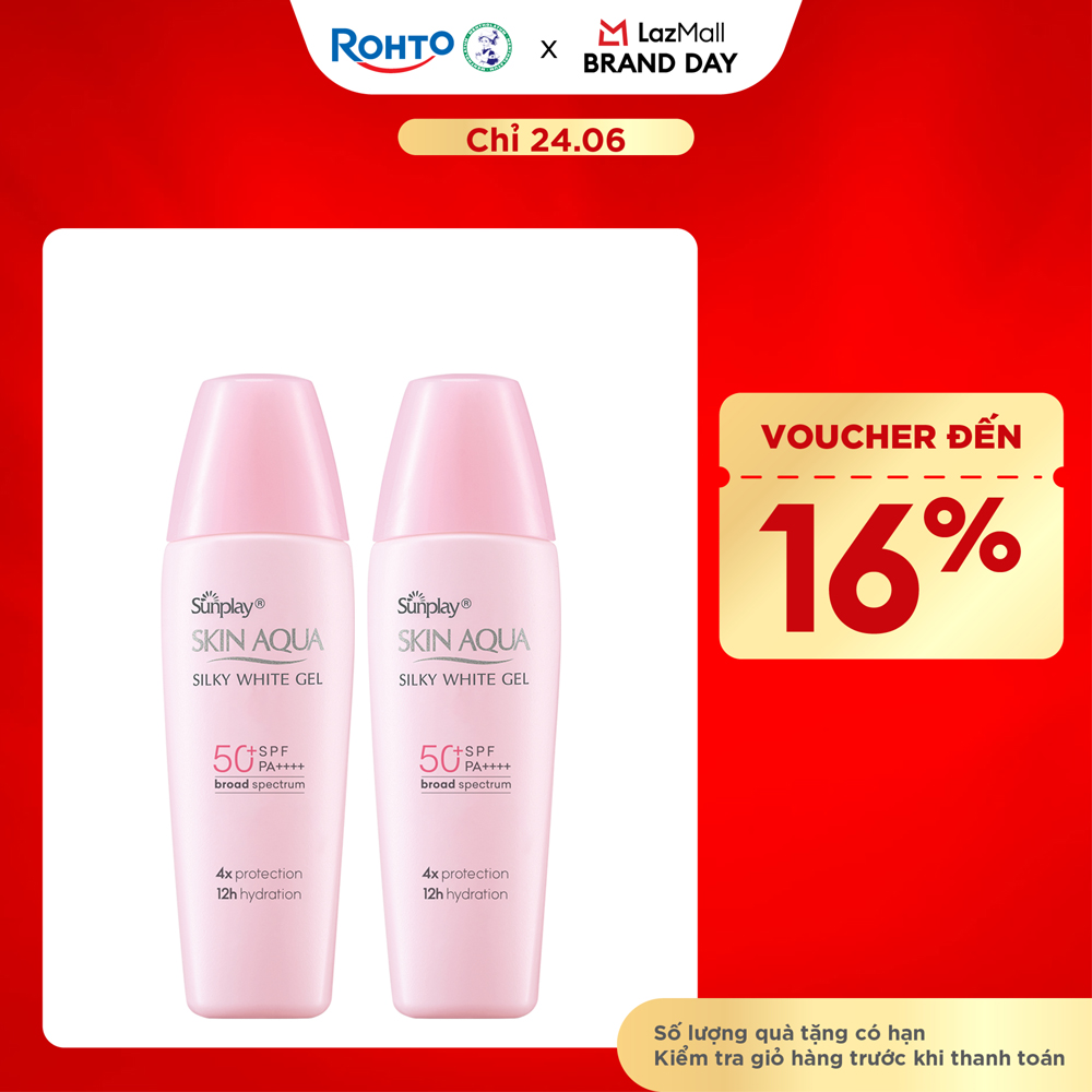 [VB] Bộ 2 Kem chống nắng Skin Aqua dưỡng trắng  dưỡng ẩm, dùng hàng ngày dạng gel Sunplay Skin Aqua Silky White Gel Eco Việt Nam SPF 50, PA++++ 30g