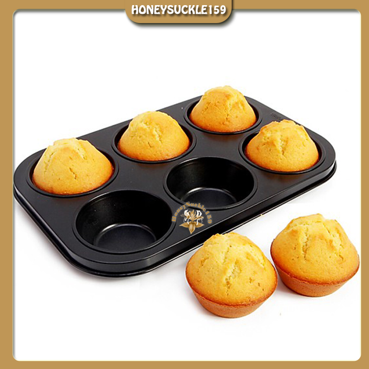 Khuôn nướng bánh cupcake.muffin chống dính 6 ô to 26.5*18.5*2.8cm