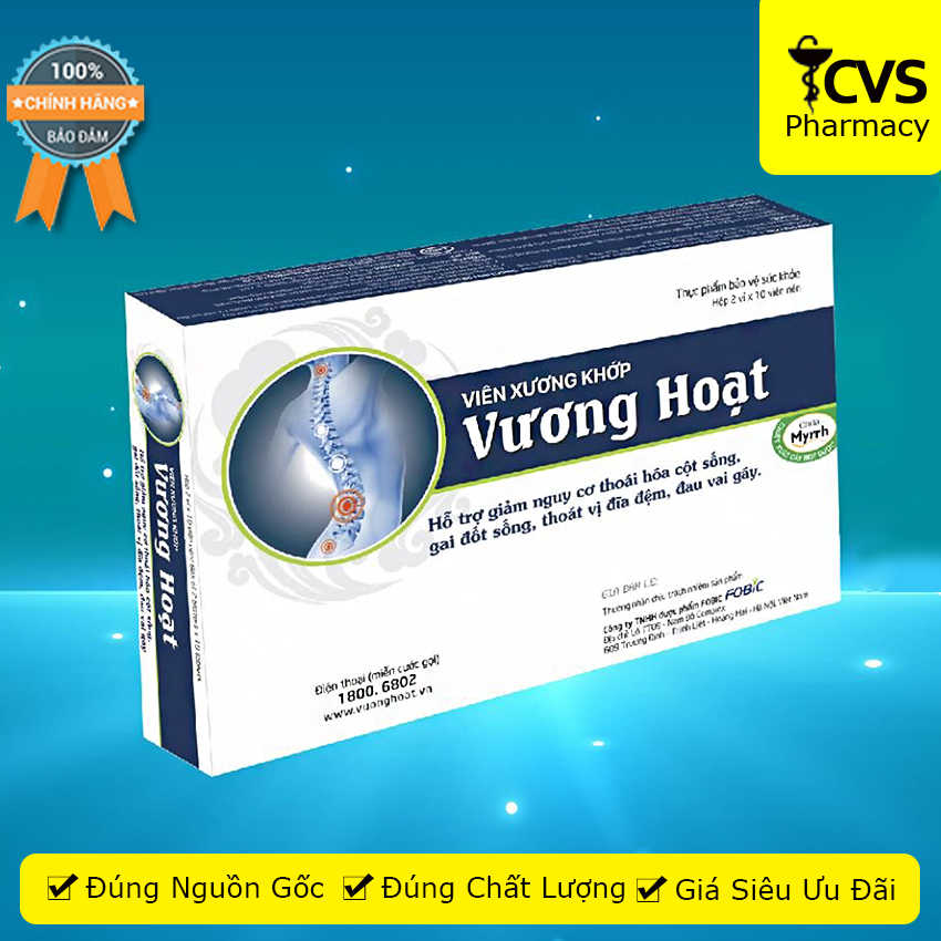 [HCM]Viên xương khớp Vương Hoạt Hộp 20 viên - hỗ trợ giảm thoái hóa cột sống gai cột sống thoát vị đĩa đệm - cvspharmacy