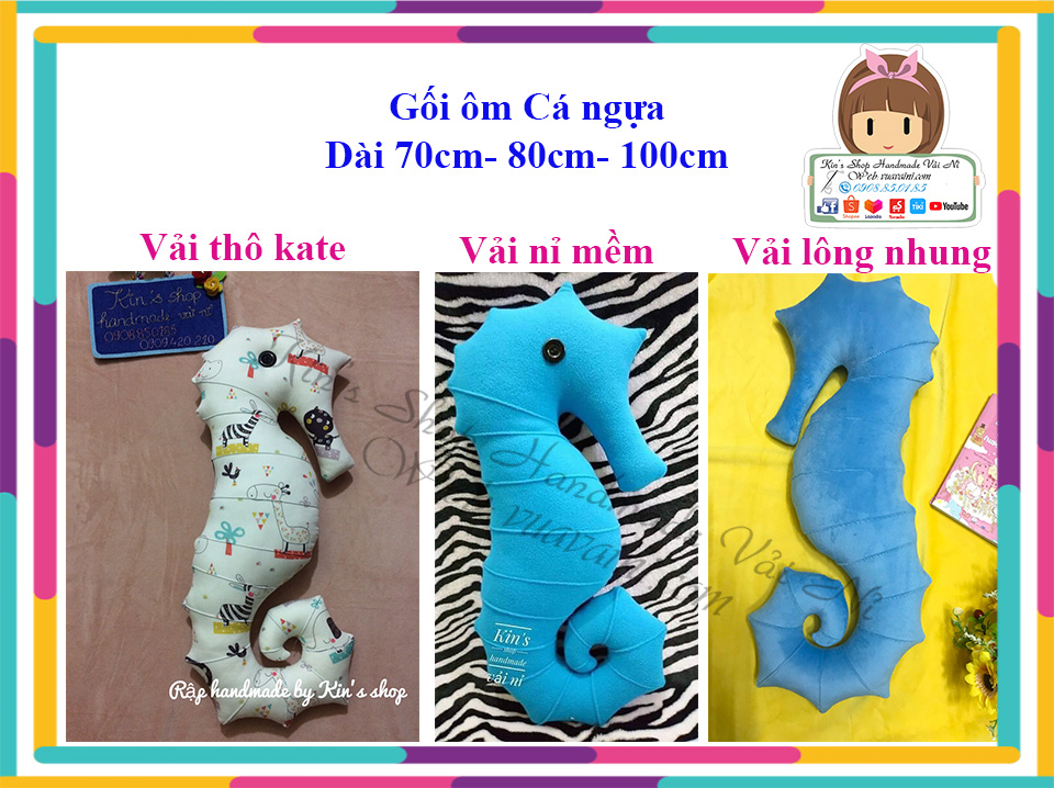Gối Ôm Cá Ngựa Có Dây Kéo xinh xắn làm quà tặng gối ôm cho bé quá cưng luôn