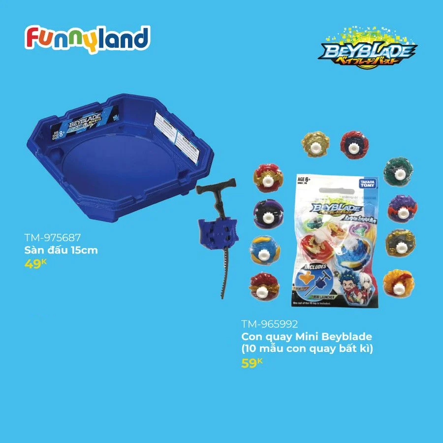 Đồ chơi Combo 2 con quay + sàn đấu Mini Beyblade Takara Tomy cho bé từ 6 tuổi - Funnyland