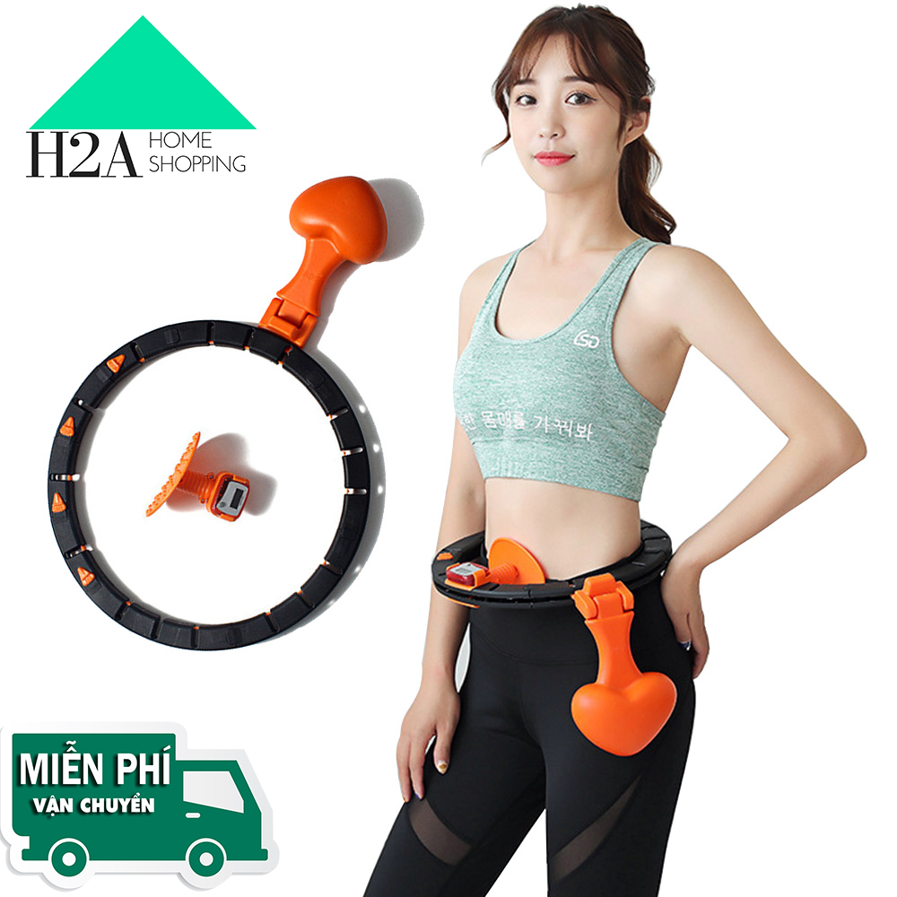 Vòng lắc eo thông minh giảm mỡ bụng giảm cân Nữ và Nam Massage Hula Hoop để tập thể hình Gym cho thon gọn có đồng hồ đo số vòng