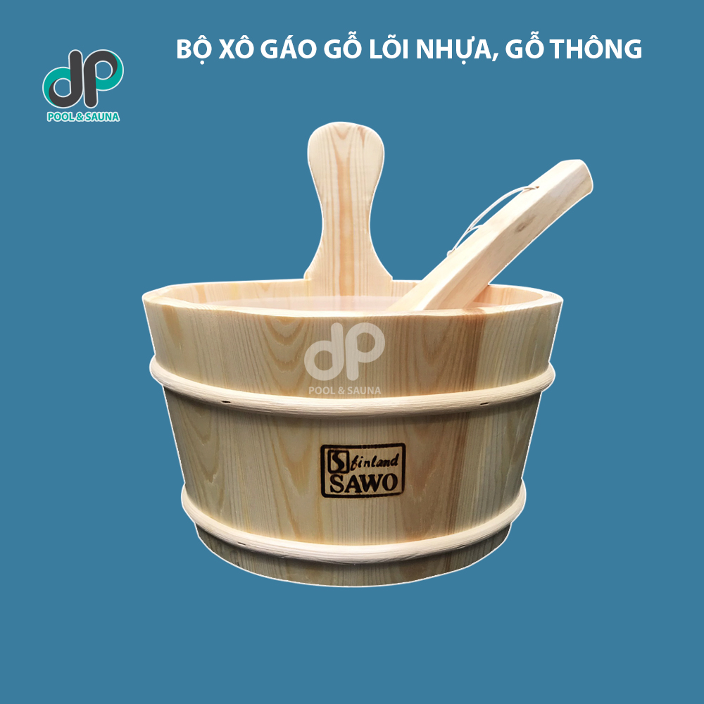 Bộ xô gáo gỗ phòng xông hơi khô - gỗ thông, lõi nhựa
