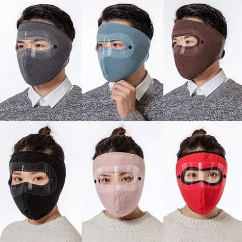 Khẩu trang ninja lót nỉ bảo vệ mắt - khẩu trang có kính che trán kín mặt