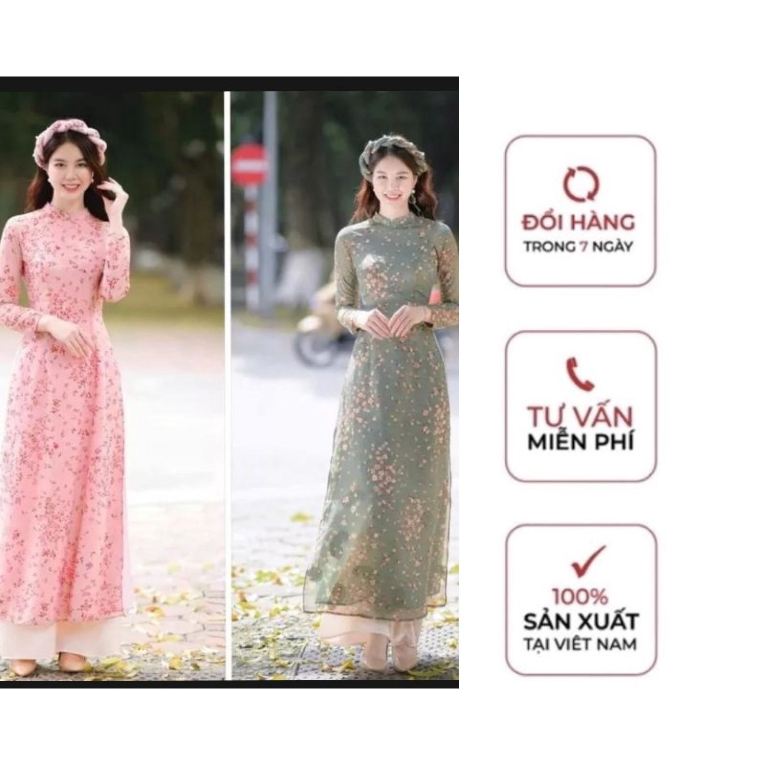 Áo Dài Truyền Thống Hoa Nhí Giá Rẻ Tháng 8,2023|Biggo Việt Nam